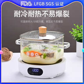 加厚高硼硅耐热玻璃锅可电陶炉明火加热双耳养生玻璃锅煲汤煮面锅