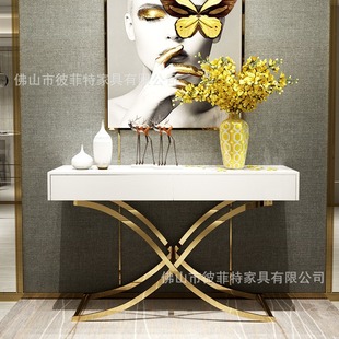 Shunde Customized Accessible Luxury Stainless Steel Entrance Table Black Decorative Cabinet Hall Cabinet with Drawers Metal Entrance Cabinet Factory