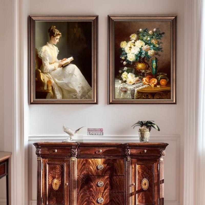 Texture Oil Painting Living Room Hanging Painting American Character Flower Restaurant Decorative Painting Light Luxury High-end European Atmosphere Mural