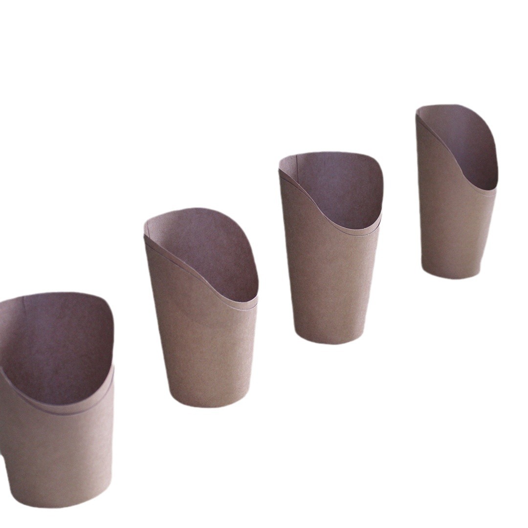Taza de papas desechable Taza oblicua de piel de vaca Spot al por mayor Taza de brochetas Wafer Helado Caja de embalaje de papel para hornear image 5