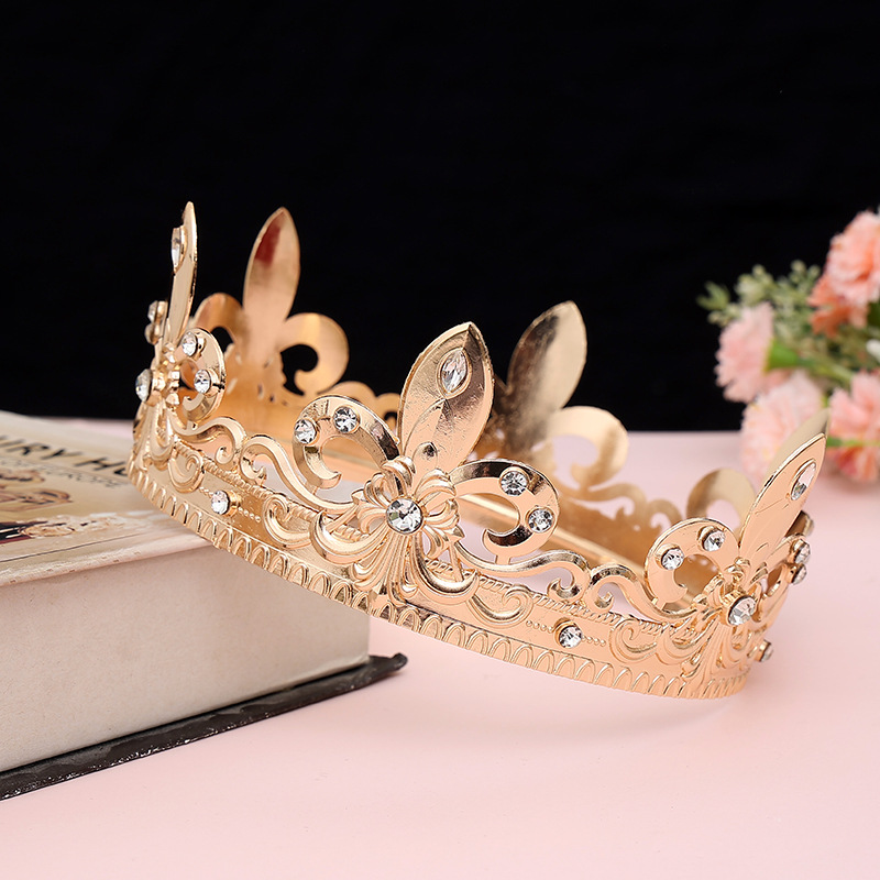 Los hombres de oro rey corona tocado adulto cumpleaños corona Halloween etapa ópera rendimiento unisex