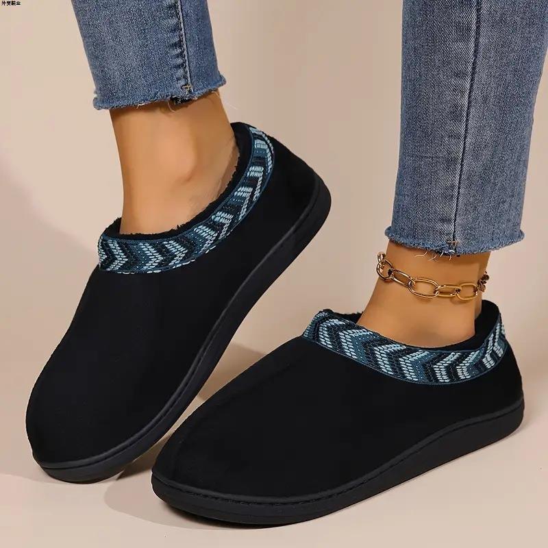 Sponge Side Seam Indoor Slippers 2024 Plush Cotton Women's Snow Style Classic Memory Boots Thick Sole Thick Sole Cotton