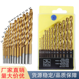 High-Speed Steel 13Pc Titanium-Plated Wood and Plastic Special Twist Drill Electric Screwdriver Rotor Electric Batch Drill Flower Drilling Drill