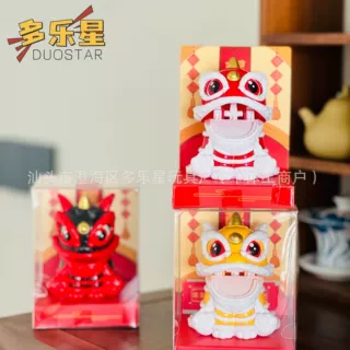 太阳能醒狮国潮狮子中国风吉祥舞狮国潮家居汽车摆件摇摆狮子礼品