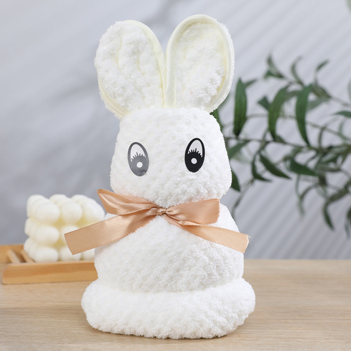 Pineapple lattice rabbit gift box PVC high-density coral velvet creative edged towel gift towel wedding souvenir