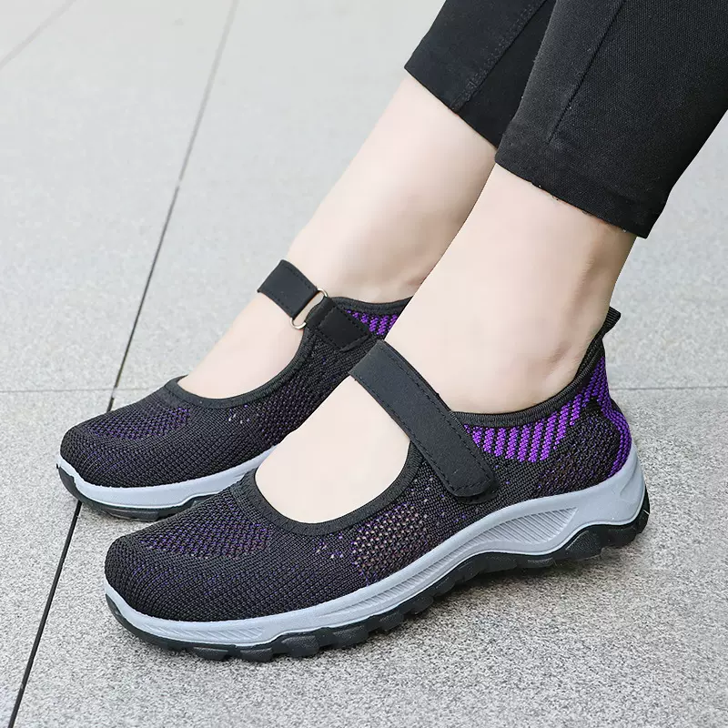 女鞋外贸女布鞋舒适魔术贴中老年妈妈鞋跨境鞋网鞋凉鞋女透气平跟