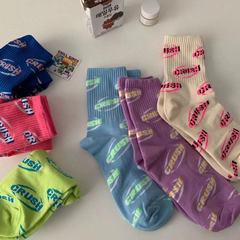 Korean version of ins letter socks Internet celebrity trend mid-calf socks college style men and women couples sports and leisure socks