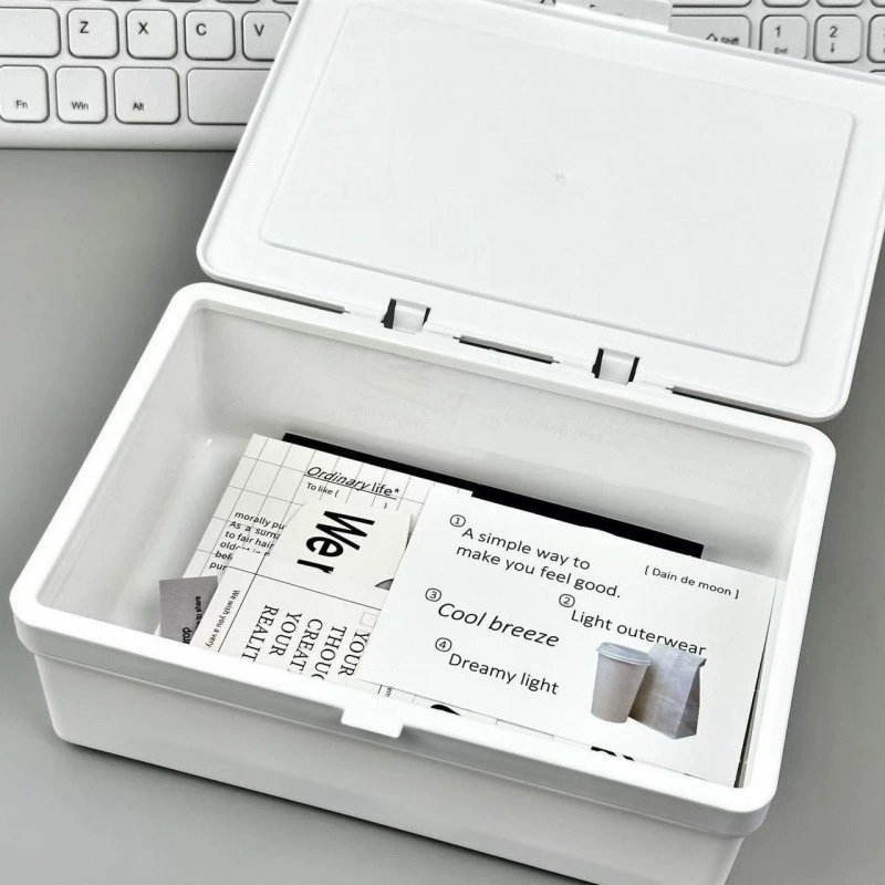 Cross-border unprinted card-exporting account material dust-proof storage desktop stationery storage box pure white flip-top storage wholesale