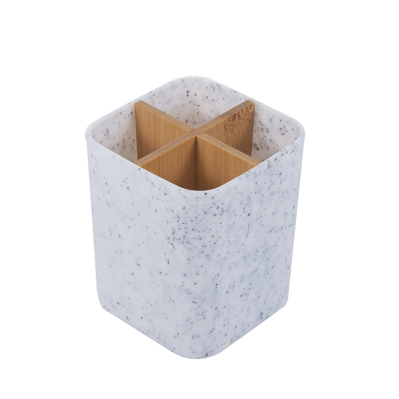 Hogar de bambú cepillo dientes titular cubo multifuncional baño cocina caja almacenamiento