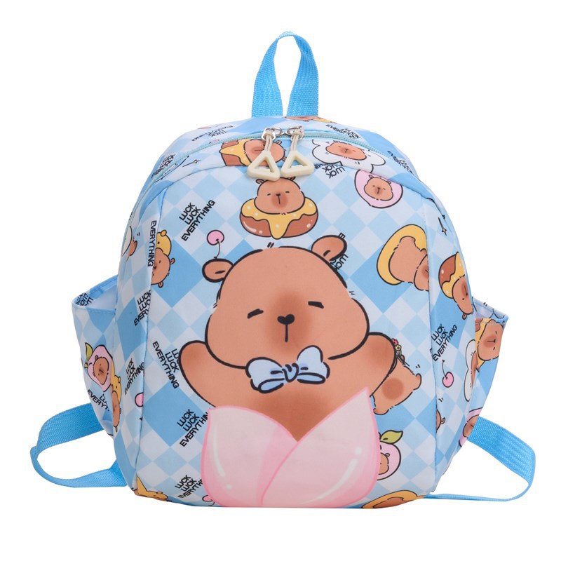 Mochila de dibujos animados para bebés lindos Mochila para niños y niñas con estampado Kapibala Mochila para niños y niñas