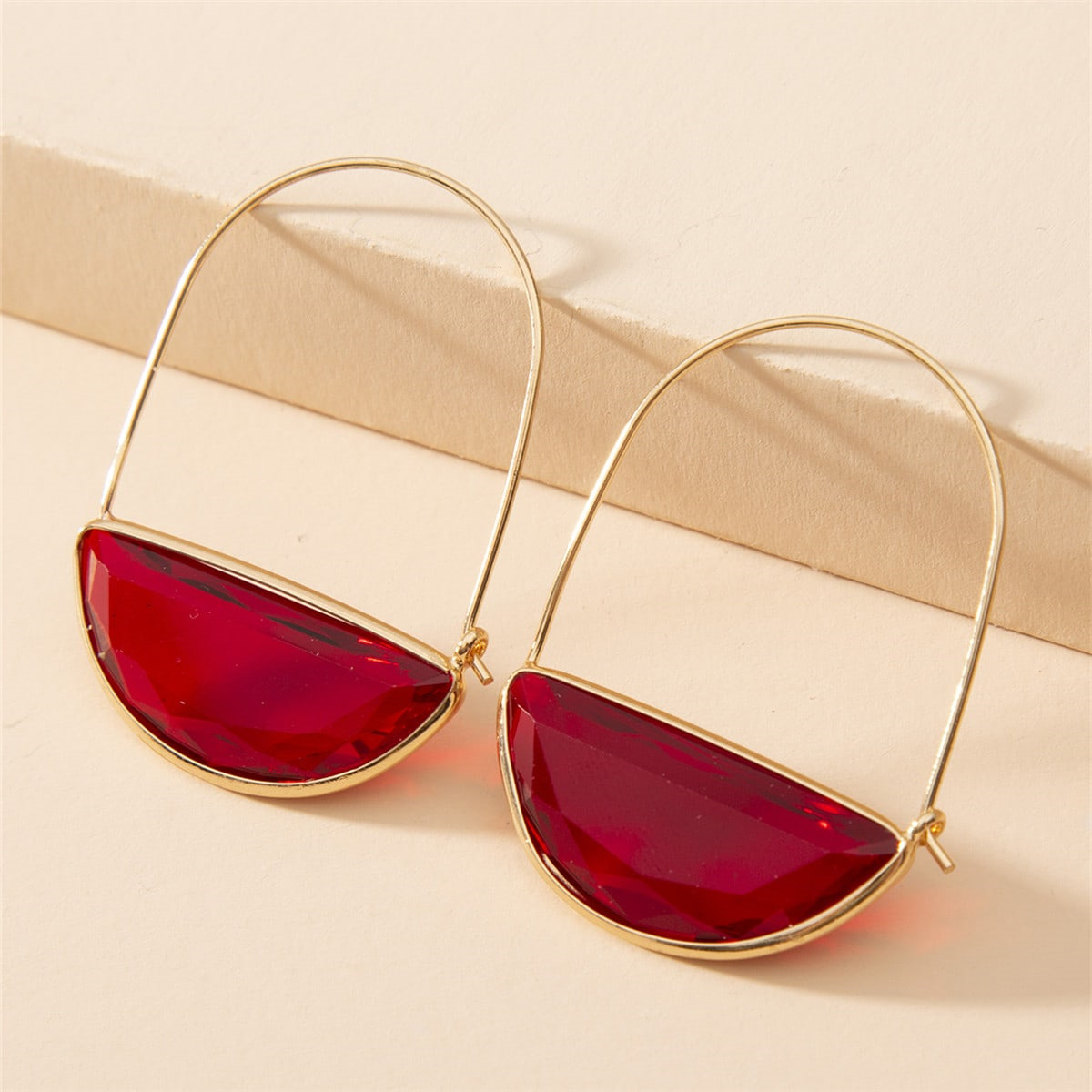 1 Pair Quantity 1 Pair Fashion Semicircle Crystal Women's Earrings