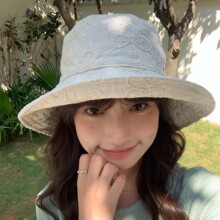 洋气~轻奢刺绣花朵亮片渔夫帽女春夏遮阳帽百搭显脸小大檐遮脸盆