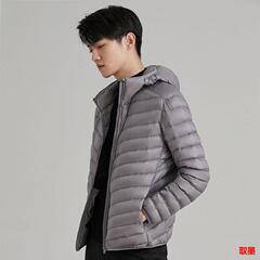 25通勤新款男短款纯色加绒棉衣连帽轻薄款百搭冬季休闲外套潮洋气