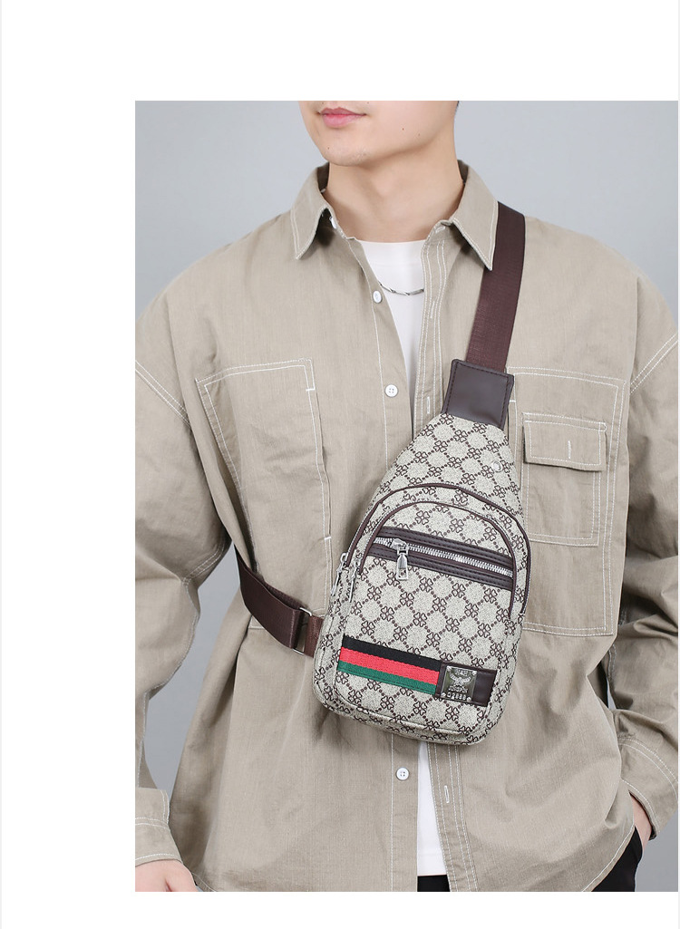 Outdoor men's chest bag, crossbody bag, travel shoulder bag, large-capacity leather bag, sports small backpack, multi-functional men's bag undefined