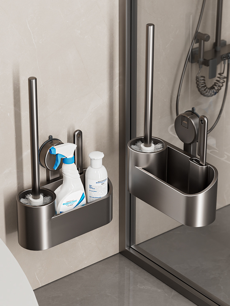 Suction cup toilet brush rack without punching household no dead ends toilet brush cleaning bathroom bathroom toilet