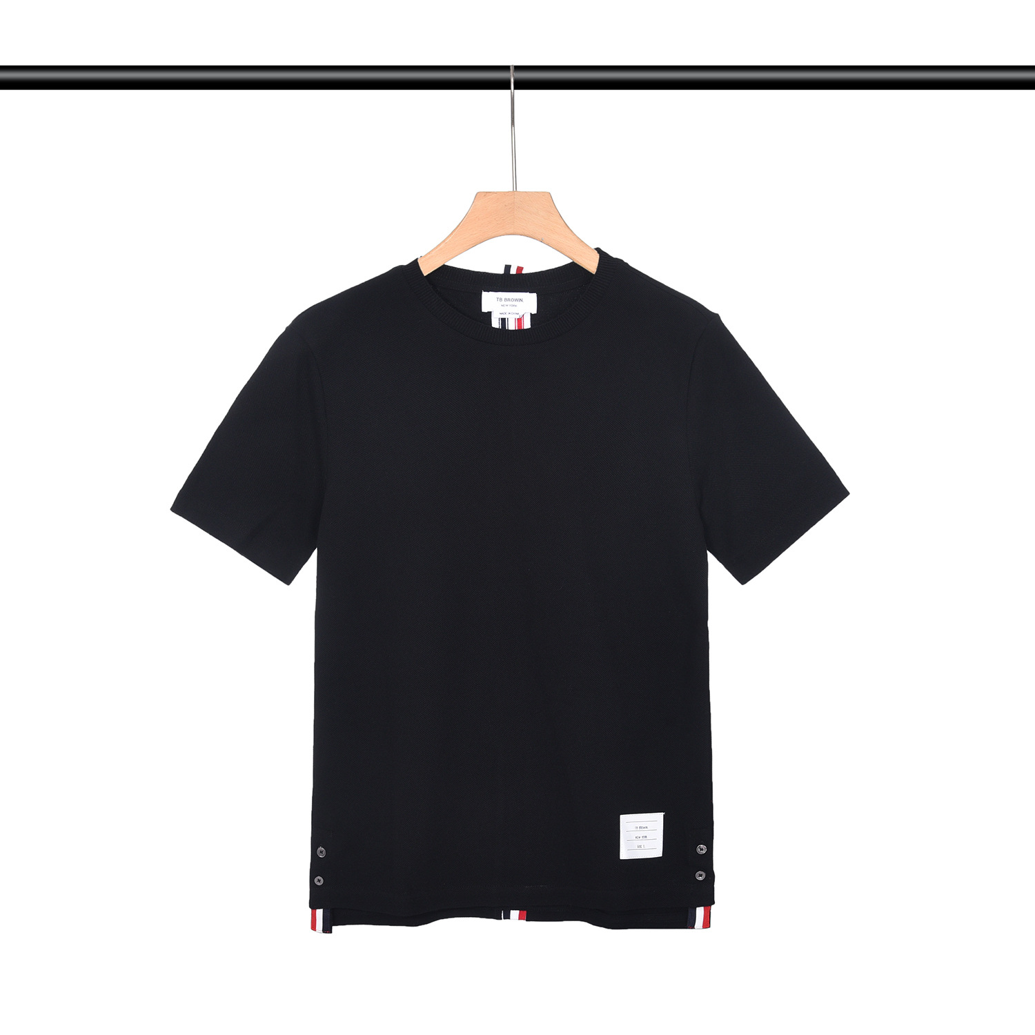 Browin tbのリボンは赤と白と青のストライプの半袖の男女の同じタイプのtシャツのカップルの金を代行します。