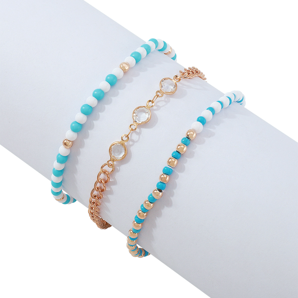 Fashion Solid Color Rhinestones Beaded Iron Wholesale Anklet display picture 5