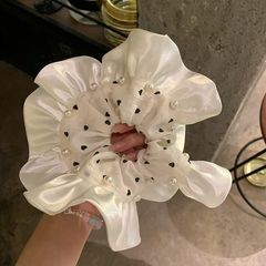 韩系ins波点珍珠裙摆大肠发圈女高级感扎头发绳高弹力丸子头发饰