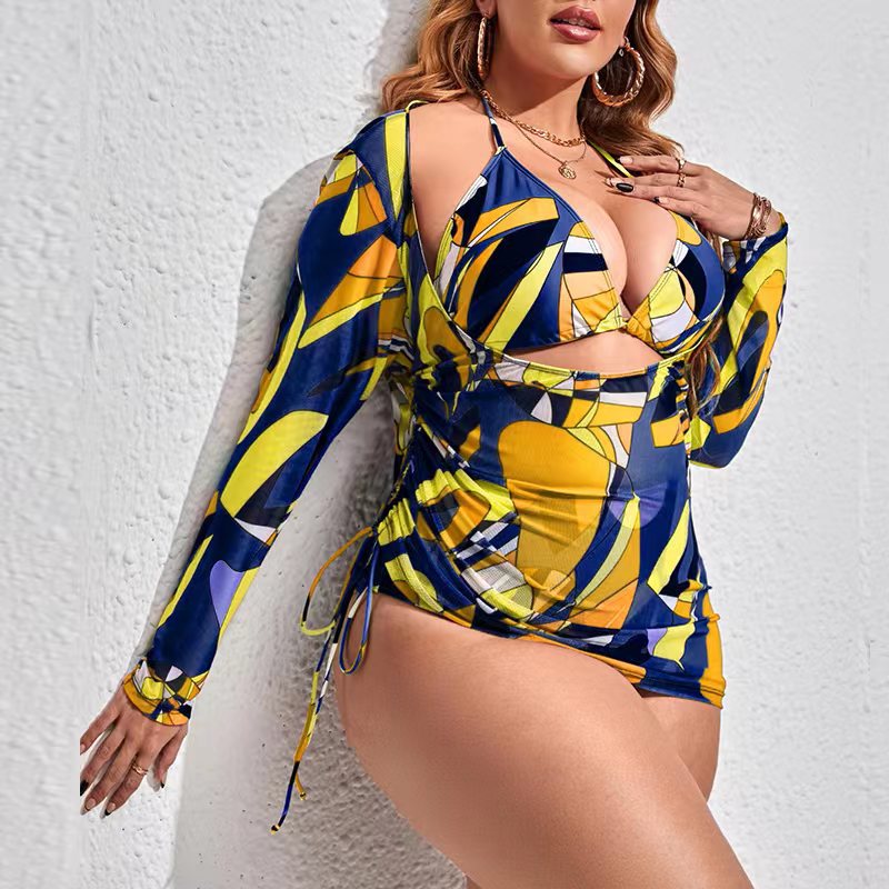 Fashion Printing Spandex Polyester Printing Three Piece Swimsuit display picture 2