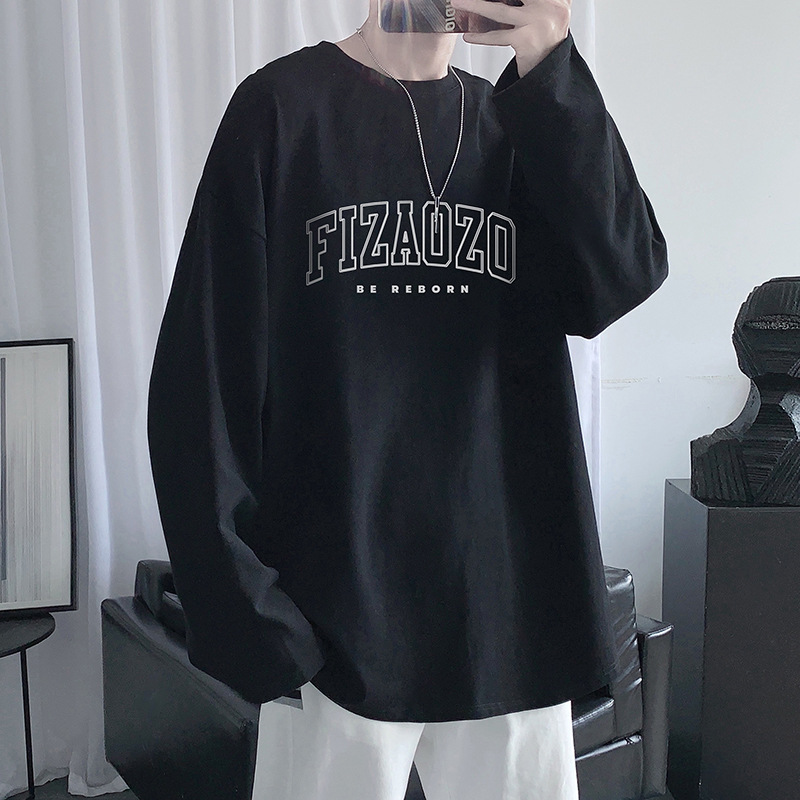 Camiseta de Manga Larga para Hombre de Algodón Puro para Uso Diario