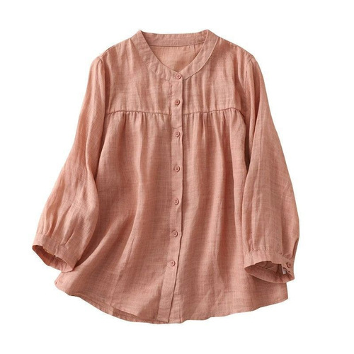 Ethnic-style artistic retro cotton linen seven-quarter sleeve women's spring and summer loose slimming casual cotton linen cardigan top