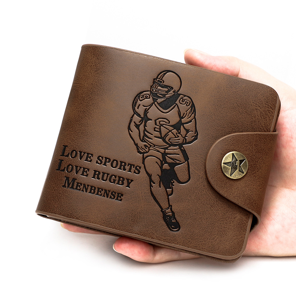 Amazon cross-border rugby caliente relieve cartera multi-tarjeta hombre corto hebilla bolsa de dólar fuente