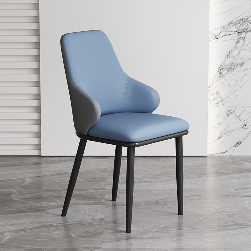 Silla de comedor de lujo ligera, silla minimalista moderna, mesa de comedor de restaurante de hotel italiano, silla de metal minimalista, respaldo alto, asiento suave