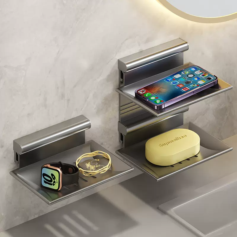 厂家供应肥皂盒免打孔壁挂式卫生间单层皂碟沥水折叠浴室置物架