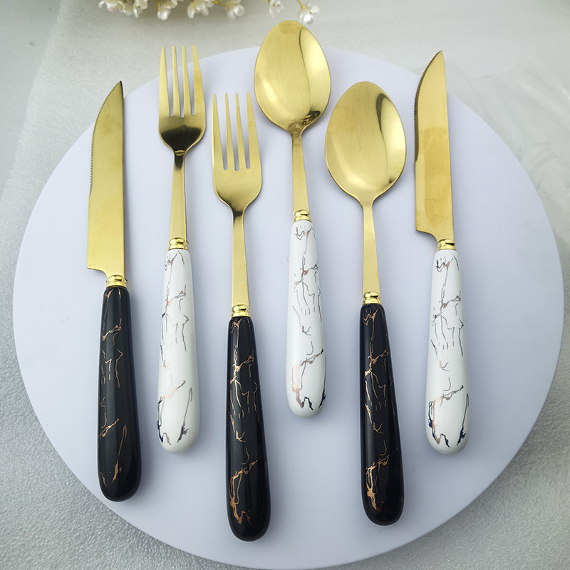 Ceramic Handle Stainless Steel Knife, Fork and Spoon Set Main Table Spoon Fork Dessert Spoon Coffee Spoon Steak Knife and Fork Western Food Tableware Ceramic Handle Stainless Steel Knife, Fork and Spoon Set Main Table Spoon Fork Dessert Spoon Coffee Spoon Steak Knife and Fork Western Food Tableware