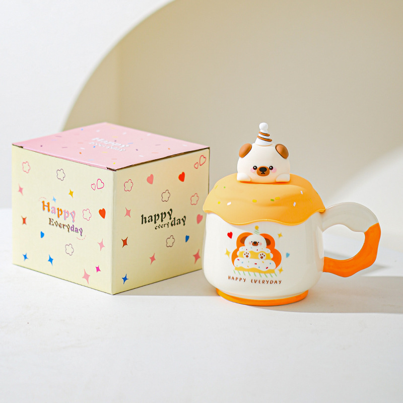 Taza de marca con tapa linda amiga regalo de cumpleaños de café de cerámica taza de agua doméstica de alto valor de oficina