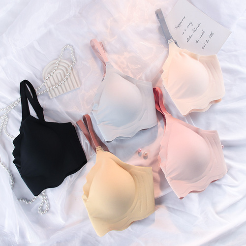 Seamless bra, women's small breast push-up, no wire bra, comfortable 3D jelly strips to collect secondary breasts, thin style, soft support