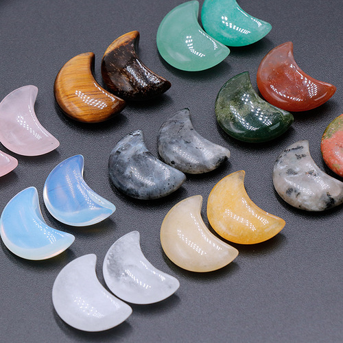 Natural Crystal Agate Semi-Precious Stones 20mm Moon Cresent Crystal Craft Decor Small Gift DIY Cross-border