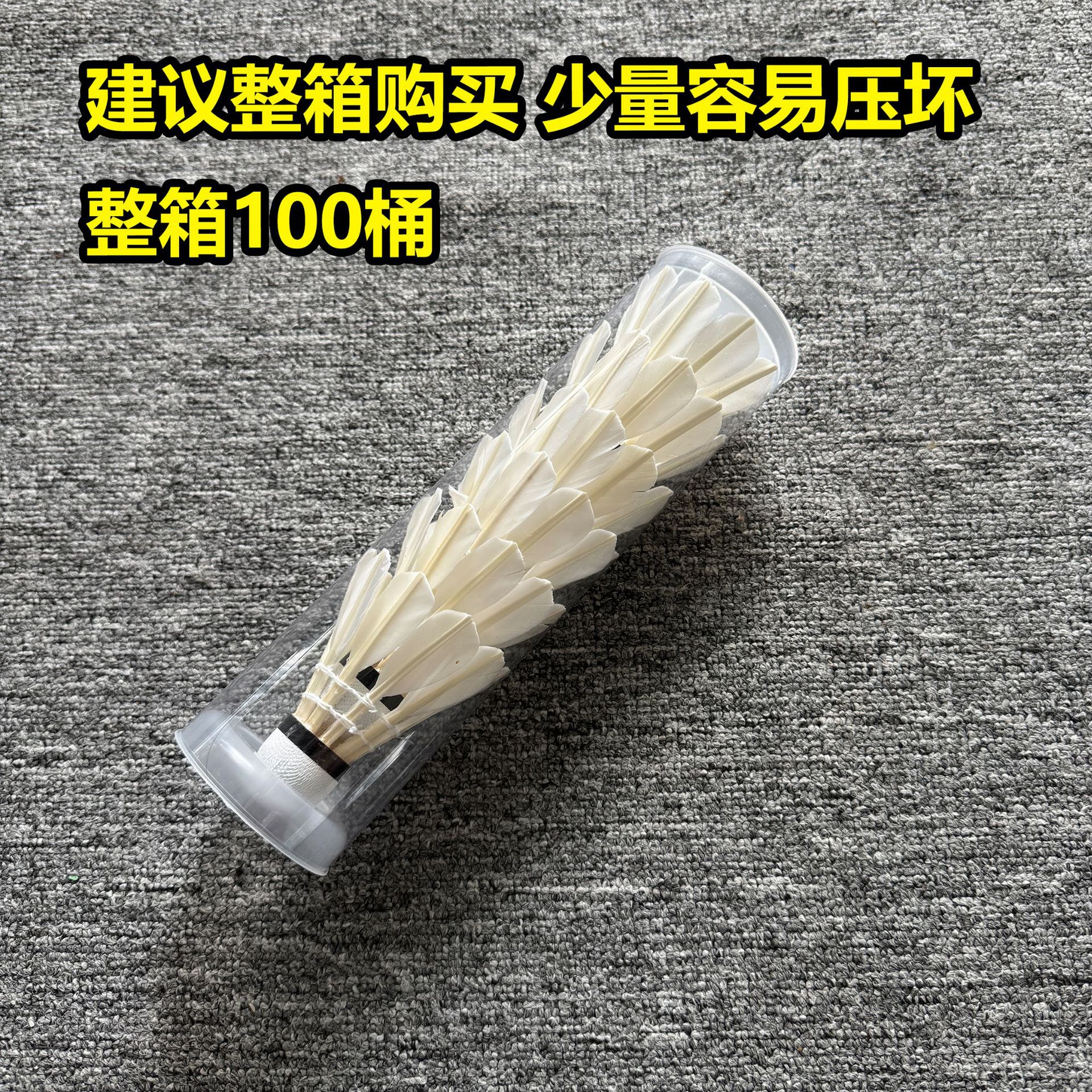 Pack of 6 - Coarse White Goose Feathers - Foam Ball Head - Transparent Bucket