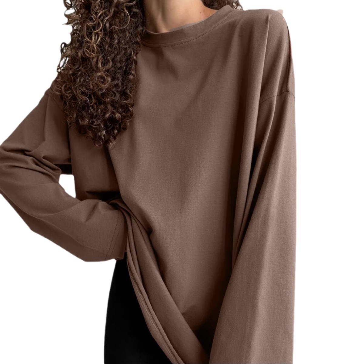 2025 primavera y otoño nuevo estilo estilo europeo y americano de algodón de manga larga camiseta femenina tops sueltos desgastados a mano venta caliente transfronteriza 3316 image 1