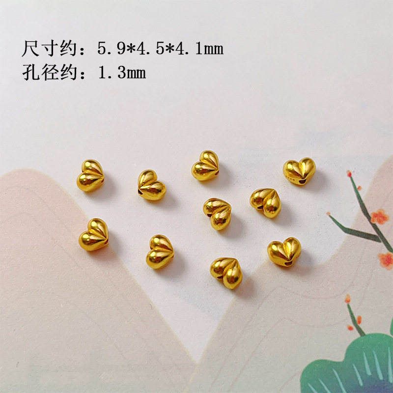 S925 Silver Gold-Plated Peach Heart Gourd Rotating Tube Fish Tail Spacer Bead Accessories Pendant Bracelet Charm DIY New