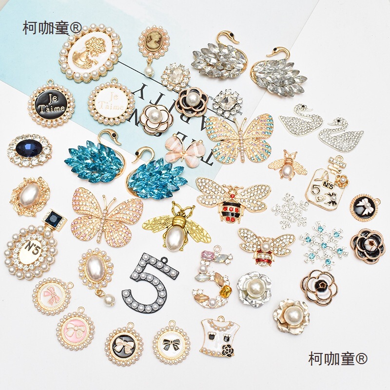 Croc Shoes Accessories Pearl Camellia Bow Alloy Hair Accessories DIY Jewelry Accessories Metabo