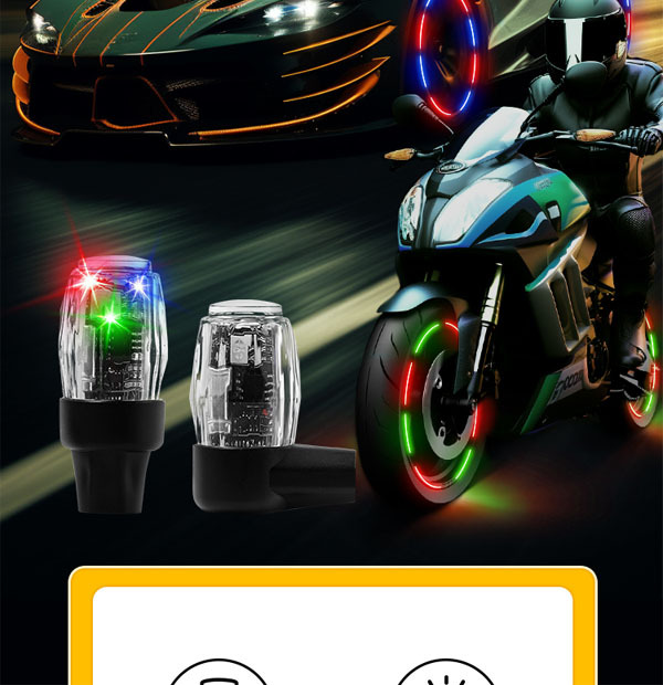 Car valve cap colorful light tire burst light atmosphere light rechargeable motorcycle LED light sensor light