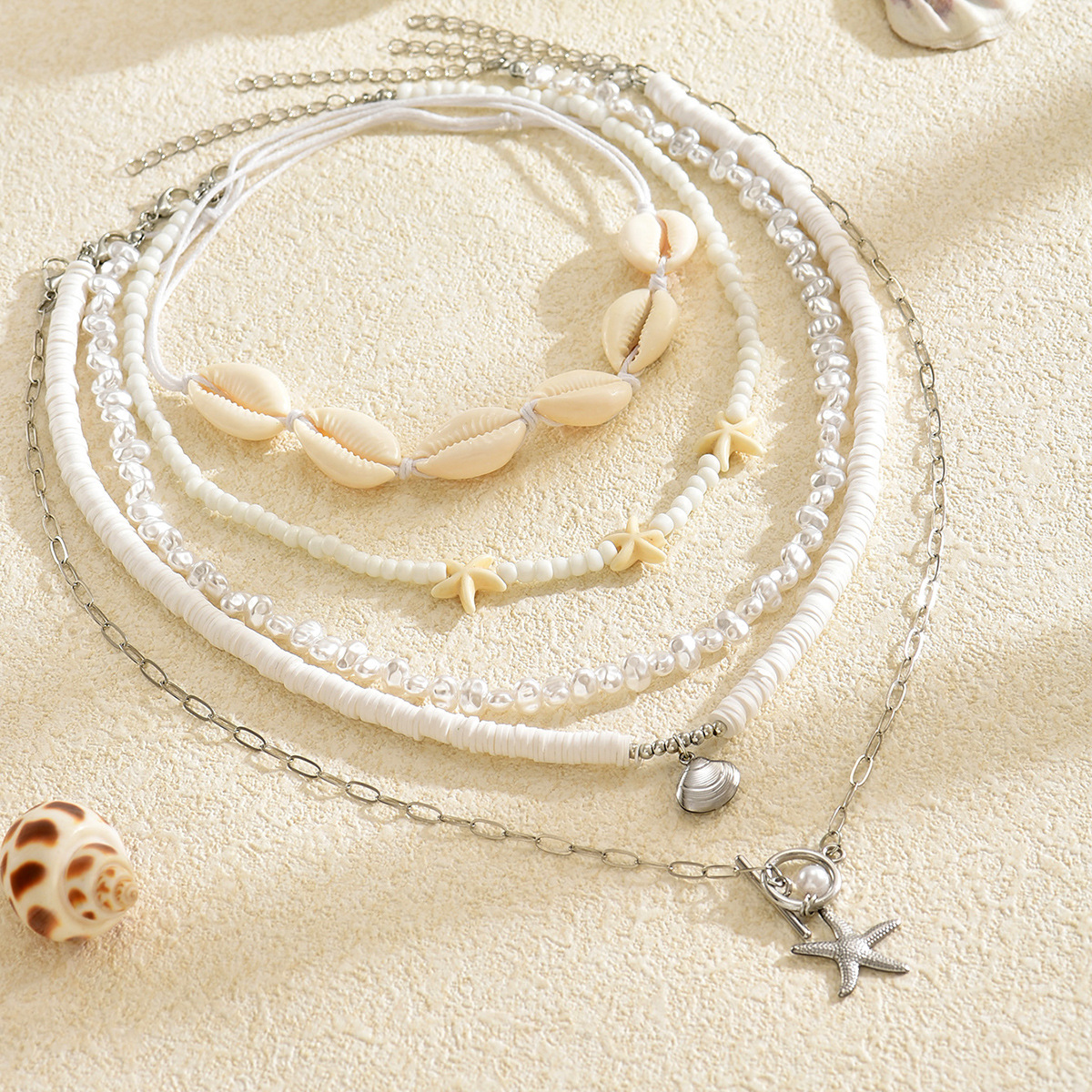 Ocean Inspired Shell And Pearl Layered Necklace For Women_voghion.com