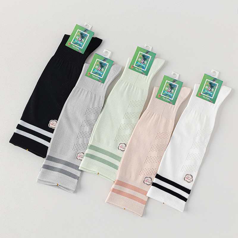 Mesh Sports Calf Socks, Professional Running Fitness Anti-Pilling Boneless Socks, Sweat-Absorbent, Breathable, Micro-Pressure Yoga Socks for Women