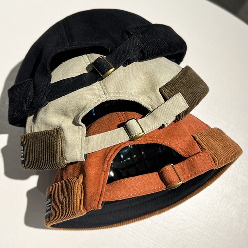 Corduroy Brimless Round Cap for Girls, Japanese Street Hip-Hop Trendy Gentleman Landlord Hat New Fashion Retro Brand Hat for Men