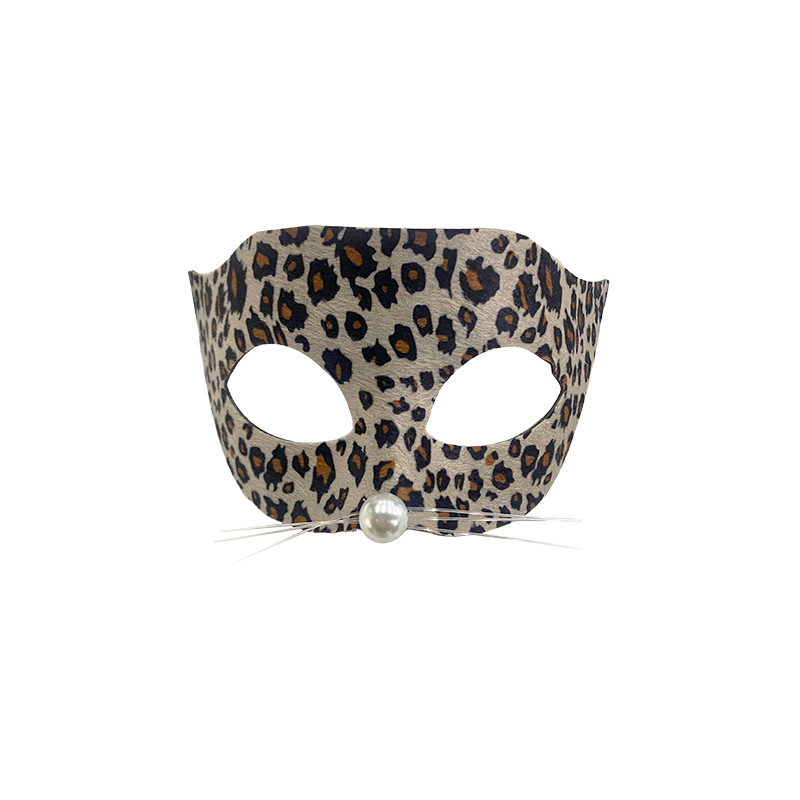 Amazon nueva máscara de Halloween rotty leopardo máscara de baile de máscaras mitad cara máscara de color sólido carnaval