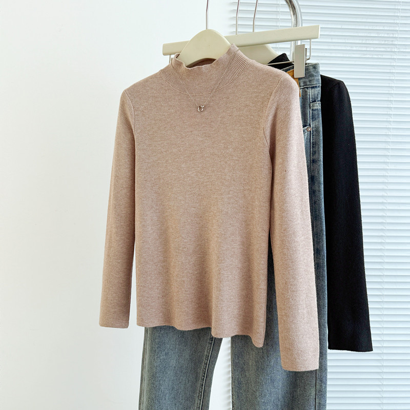 商品详情图_实拍原版半高领打底衫秋冬新款羊毛针织衫女百搭洋气