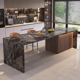 Slate Marble Island Dining Table Bar Grill Integrated Tea Table Gray