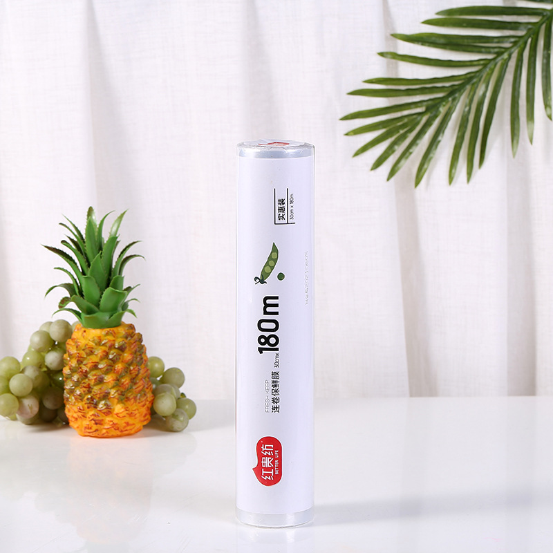 Customized Point-Break Cling Film Large Roll Food Grade Cutting-Free Fruit and Vegetable Food Disposable Pe Cling Film