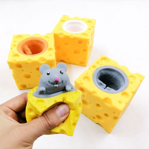 Creative new and unique decompression cute cheese cheese mouse cup pinch music decompression vent ball toy spoof toy