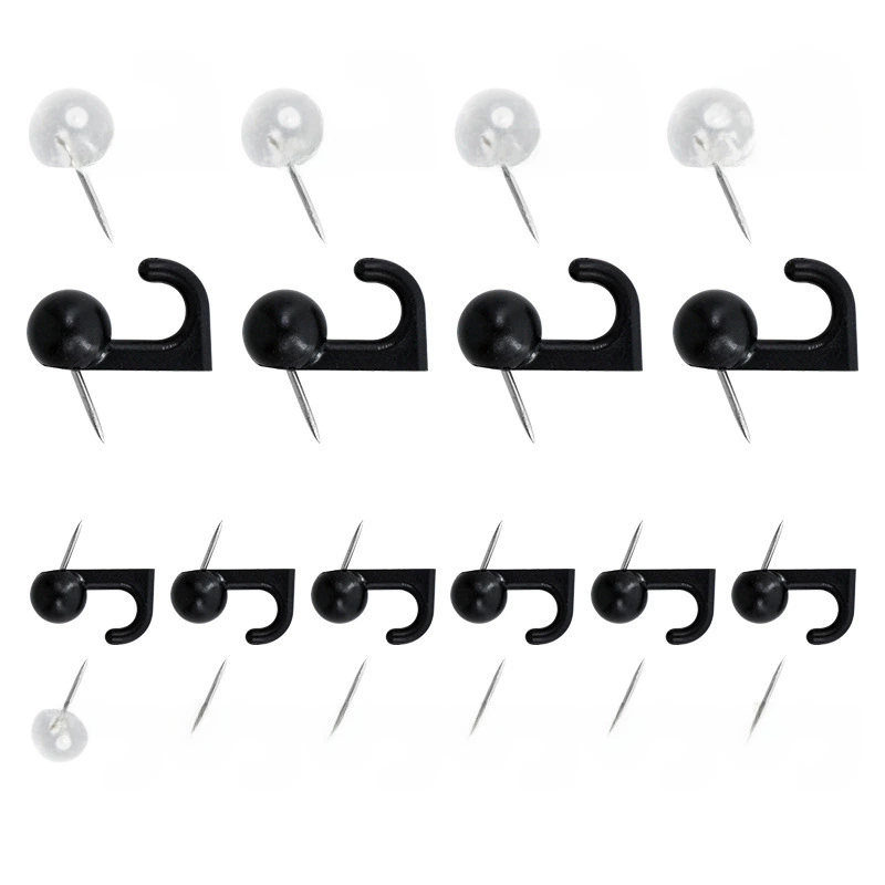 Оптовые 50 штук крючок для коробки pushpin черный прозрачный цвет настенная nails офис документа крючок I-образный
