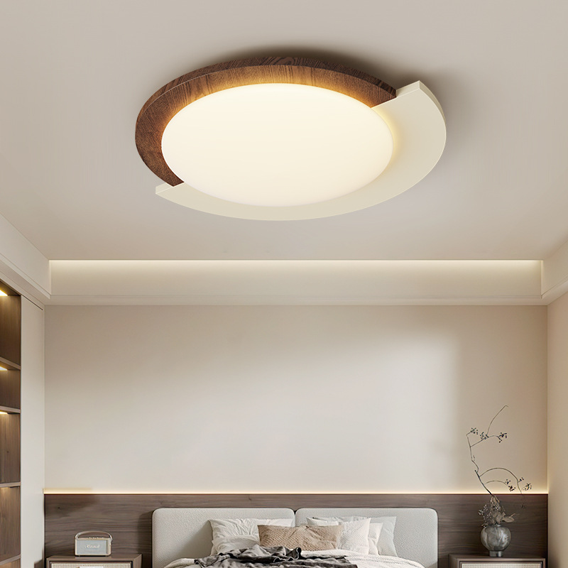 Lámpara de techo de dormitorio retro de grano de madera Lámpara de dormitorio principal creativa de estilo antiguo francés