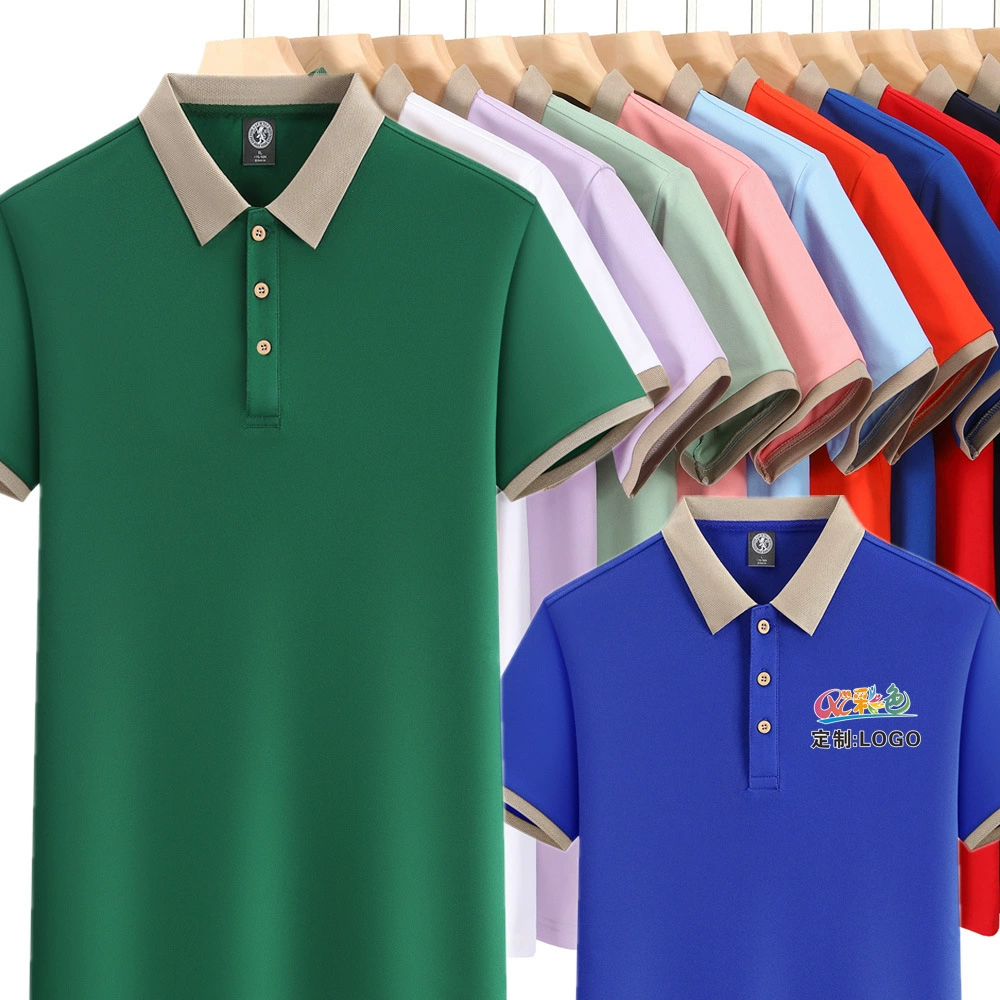 Азиатский и европейский размер, экспортная рубашка-поло контрастного цвета с индивидуальным принтом логотипа и завязкой, рекламная футболка, рабочая одежда
