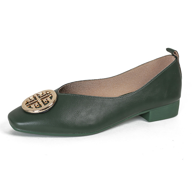 Shallow Mouth Single For Women 2023 Spring Summer New Retro Buckle Low Heel Artistic Square Toe Soft Leather Mary Jane_vogvips.com