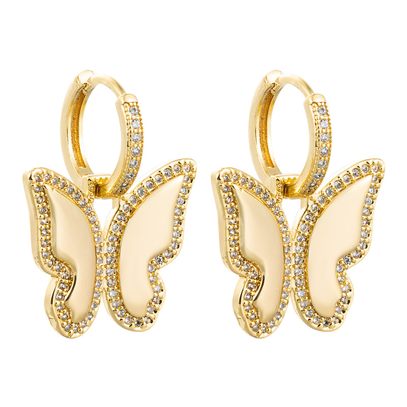 wholesale jewelry geometric butterfly copper goldplated earrings Nihaojewelrypicture6